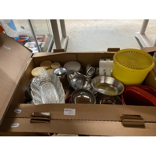 463 - 7 Boxes of collectables inc. kitchenalia, Manchester United mug, part Palissy Sanden Rose table ware... 