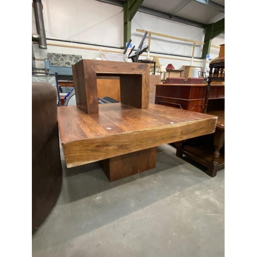 106 - 2 Continental hardwood occasional tables (40H 60W 46D & 53H 106W 106D cm)