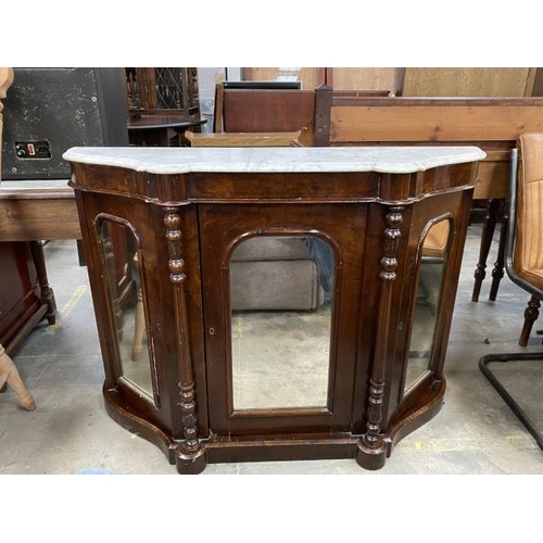 113 - Marble topped credenza (84H 119W 37D cm) with 1 key