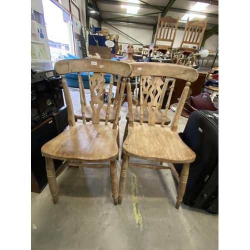 125 - 4 pine farmhouse kitchen chairs