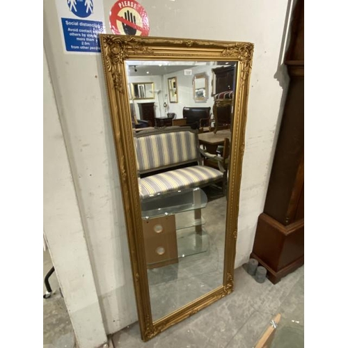 150 - Gilt framed bevel edged dressing mirror (73x163cm)