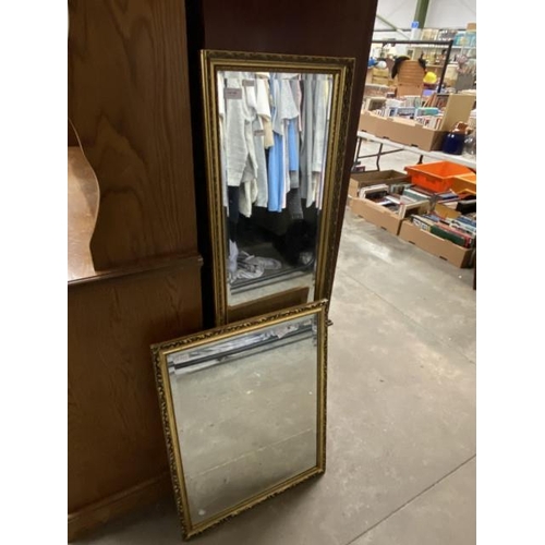 182 - 2 Gilt framed mirrors (128x36 & 67x52cm)