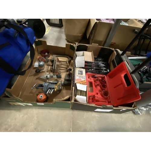 531 - 2 Boxes of workshop tools inc. vices