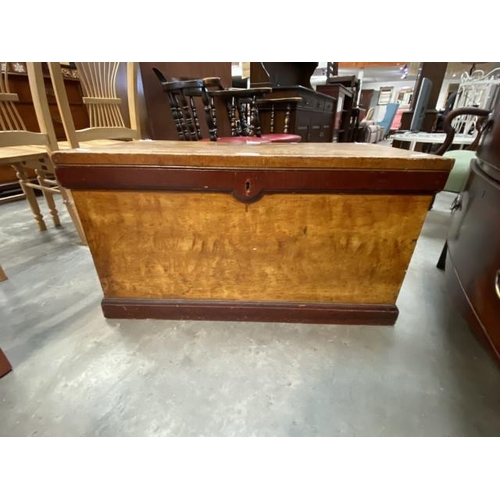 63 - Vintage pine blanket box (49H 90W 48D cm)