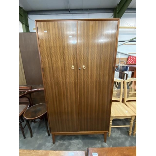 86 - Alfred Cox mid-century 2 door wardrobe with 1 key (176H 91W 54D cm)