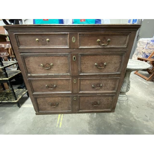 91 - 17th Century oak chest (94H 103W 54D cm)