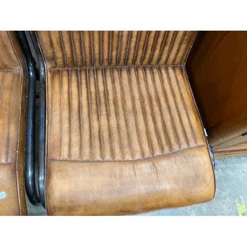 114 - Pair of contemporary tan leather chairs (50W cm)