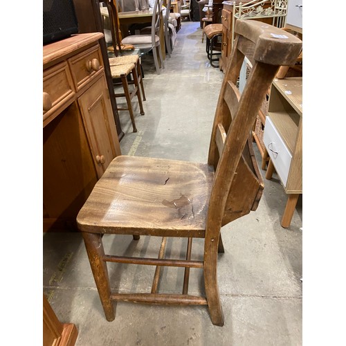 118 - Oak chapel chair & vintage oak bench (46H 168W 29D cm)