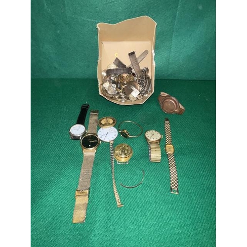 302 - Box of watches & watch movements inc Omega, Trebex, Selado, Waltham, Slava, Rotary etc.