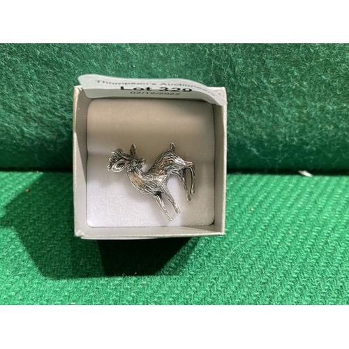 329 - Silver deer brooch