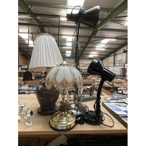 479 - Angleposie Lighting Limited brown anglepoise desk lamp, black adjustable desk lamp, gilt table lamp ... 