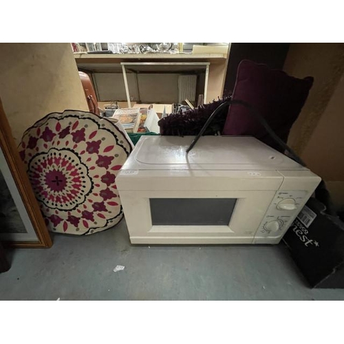 494 - Microwave, 2 lamp shades & 3 scatter cushions