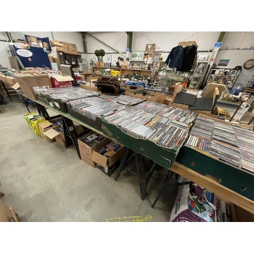 555 - Large quantity of assorted DVDs, LPs inc. Gilbert O' Sullivan, Elaine Page, John Williams, CDs inc. ... 