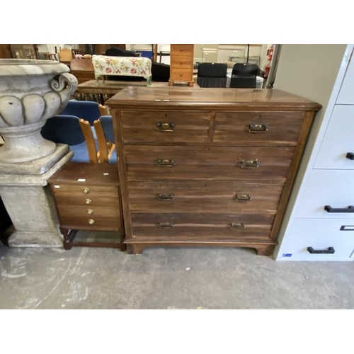 567 - Victorian mahogany 2 over 3 chest of drawers (104H 104W 52D cm) & mahogany 4 drawer chest (56H 42W 2... 