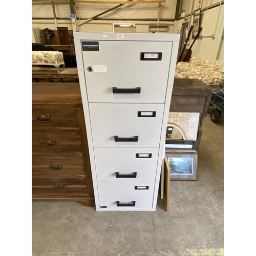 568 - 4 Drawer metal fireproof filing cabinet (142H 55W 65D cm) (NO KEY)