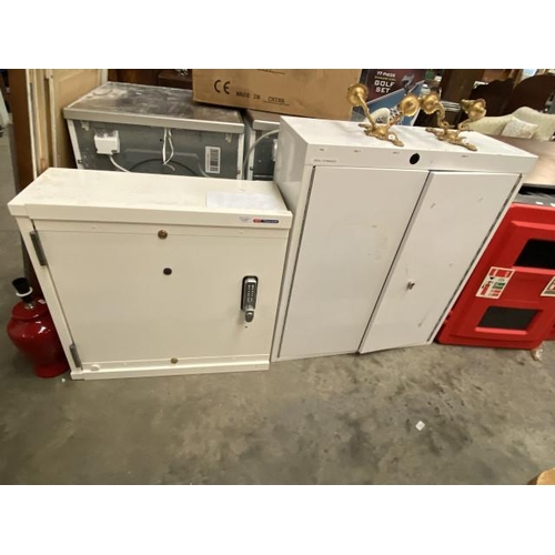 590 - Key tracker safe unit (code 5678X) (70H 74W 29D cm) & metal 2 door unit (90H 80W 30D cm)