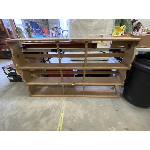 602 - Pine wall mounted plate rack (87H 147W 19D cm)