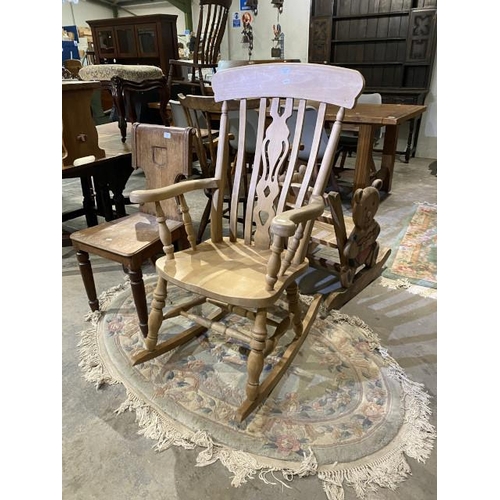 78 - Pine kitchen rocking chair (67W cm)