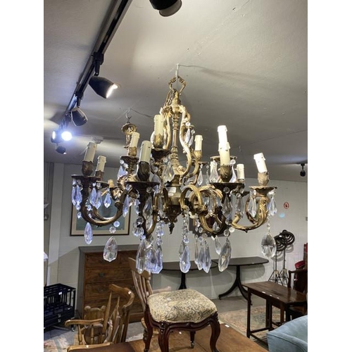 86 - French solid brass 8 branch chandelier