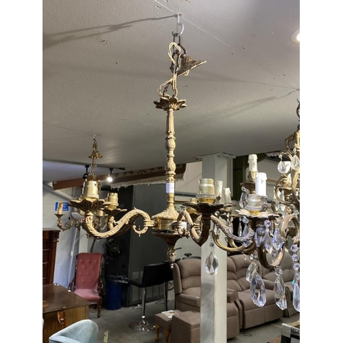 87 - Victorian solid brass 5 branch chandelier