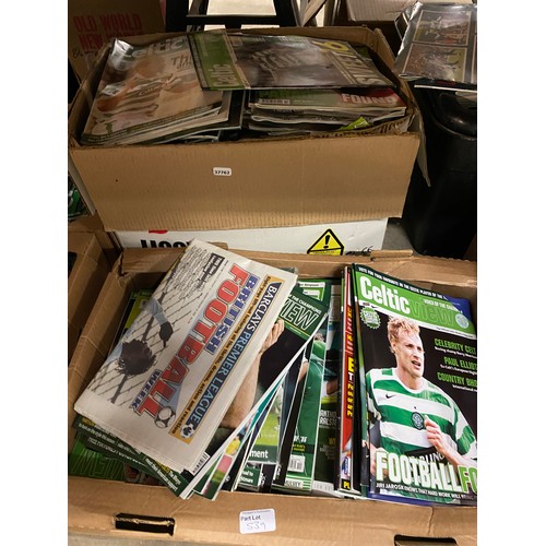 539 - 8 Boxes of football related magazines inc. Celtic & Leeds United