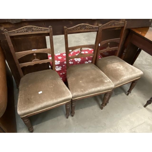 103 - 3 Edwardian oak side chairs (44W cm)