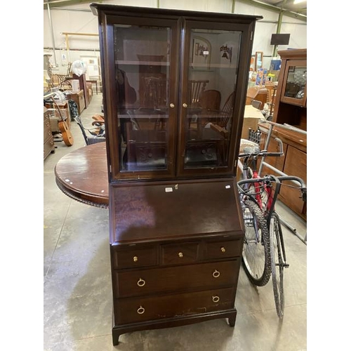 118 - Stag Minstrel mahogany bureau bookcase with 1 key (168H 76W 45D cm)