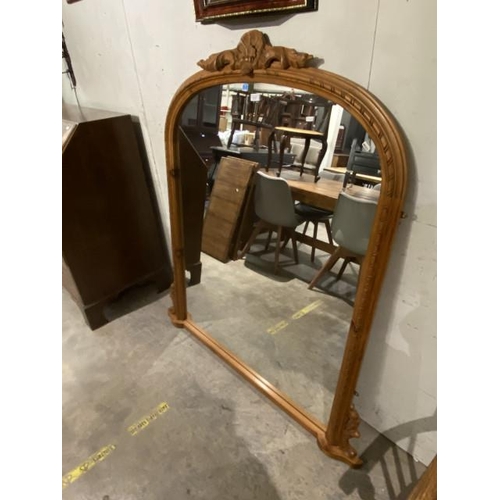 131 - Good quality pine over mantle mirror (147H x132Wcm)