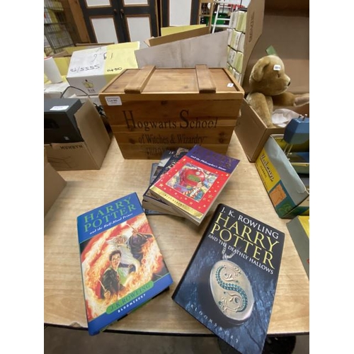 492 - Hogwarts School of Witches & Wizardry box, 6 J.K. Rowling books inc. Harry Potter & The Tales of Bee... 