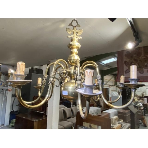 84 - Brass 8 branch light fitting