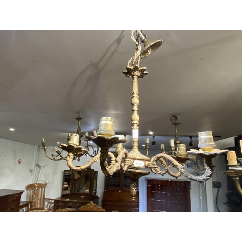 85 - Victorian solid brass 5 branch chandelier