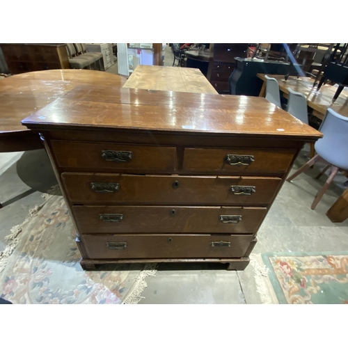 86 - George III oak chest with quarter columns (99H 105W 53D)