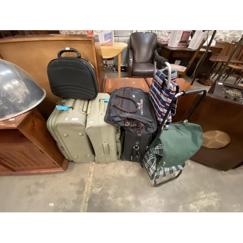 98 - Assorted travelling cases & 2 shopping trolleys