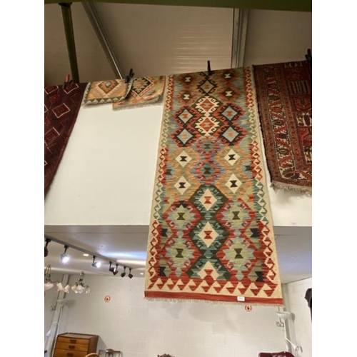 87 - Chobi Kilim Runner 300cm x 80cm & 2 Chobi Kilim 46 x 50cm & 54 x 50cm