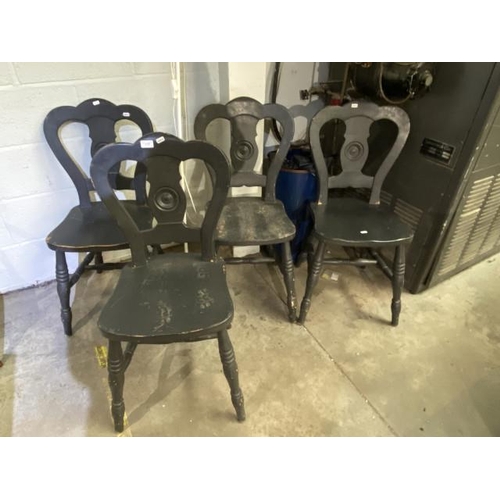 88 - 4 Grey painted dining chairs