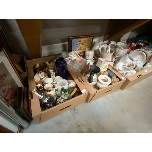 242 - 18 Boxes of collectables & china inc. pictures & toys, play worn vehicles, Match Box, Lesney, collec... 