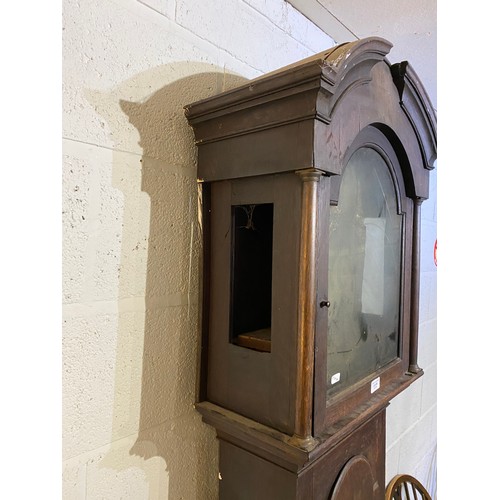 90 - Oak cased Grandfather clock with 8 day movement brass face Rob Swan Bridlington (with pendulum & wei... 