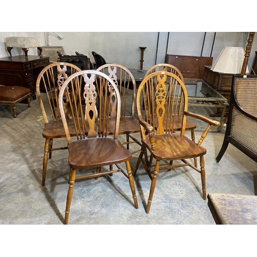 72 - 5 Cryer Craft elm wheel back chairs inc. 1 carver (43W cm)