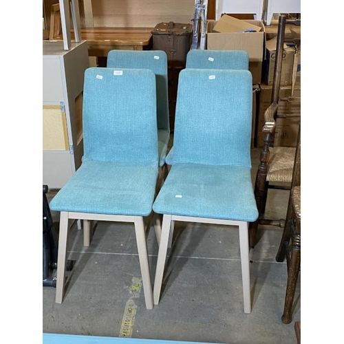 99 - 4 Turquoise upholstered kitchen chairs