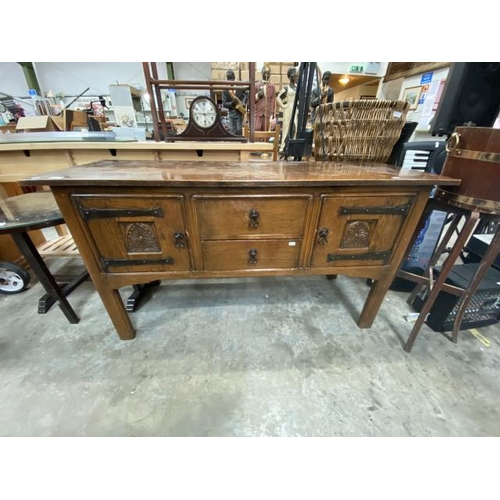 159 - Edwardian oak sideboard 82H 153W 52D