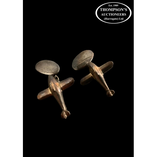 313 - Pair of gents 925 silver aeroplane cuff links