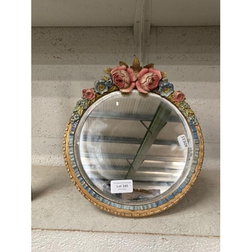 349 - Vintage Barbola dressing table mirror 26cm diameter