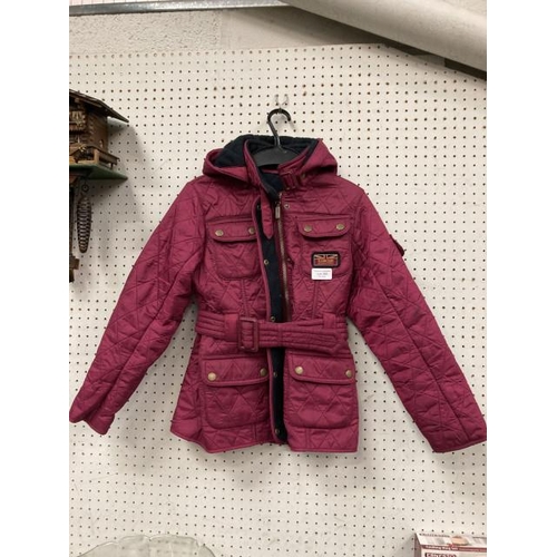 355 - Child's maroon quilted Barbour International jacket (size M)