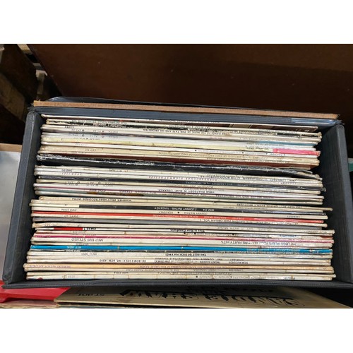 444 - 3 cases of LP's and 2 boxes of singles including The Beatles, Des O'Connor, Good Vibrations, The Hit... 