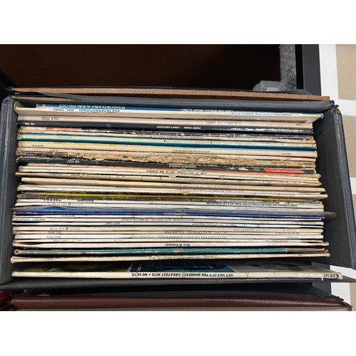 444 - 3 cases of LP's and 2 boxes of singles including The Beatles, Des O'Connor, Good Vibrations, The Hit... 