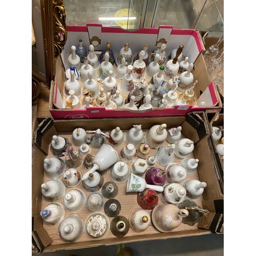 379 - 4 boxes of approx. 150 collectable table bells including cut glass & china