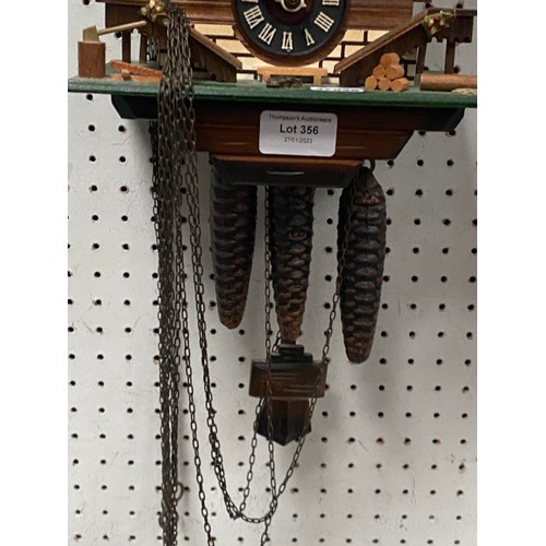 356 - Vintage cuckoo clock with chains and 2 weights