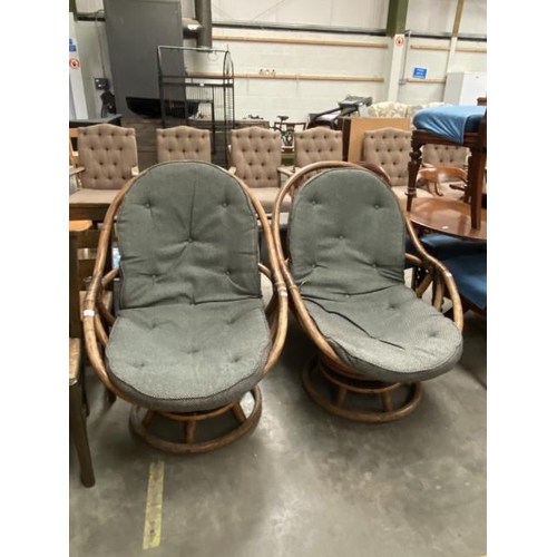 125 - Pair of 1970's Angrave's bamboo swivel chairs (74W cm)