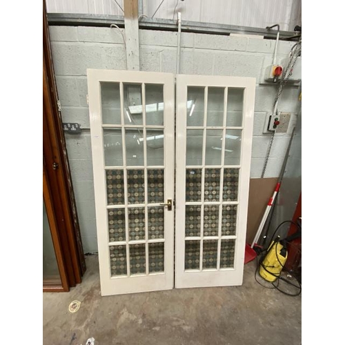 135 - Pair of painted glazed internal doors (197H 68W 4D cm)