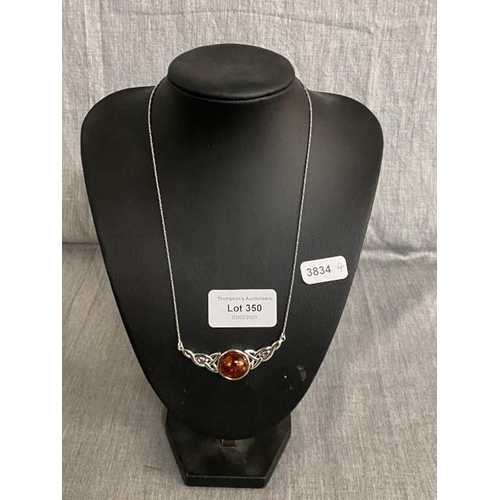 350 - Silver and Amber necklace